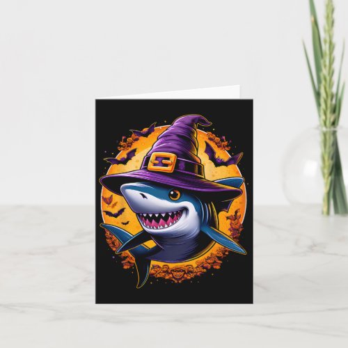 Shark Witch Funny Halloween Men Women Kids  Card