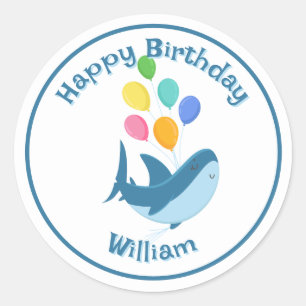 Shark with Ballons Classic Round Sticker