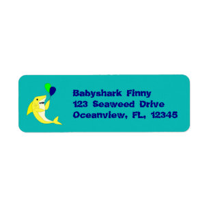 Shark with balloons label