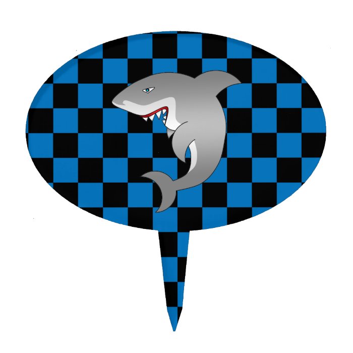 Shark with blue checkers cake toppers