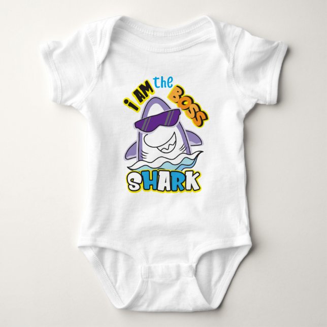Shark with glasses  baby bodysuit (Front)