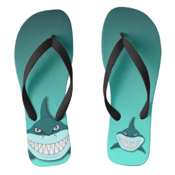 Shark With Gradient Background Flip Flops by CateLE at Zazzle