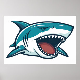 Shark with open mouth Small Poster