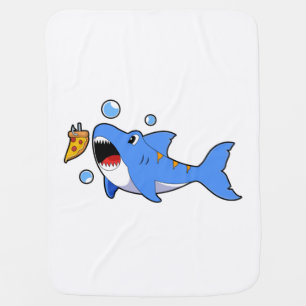 Shark with Pizza as Bait Baby Blanket