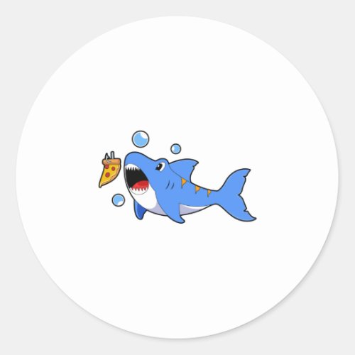 Shark with Pizza as Bait Classic Round Sticker