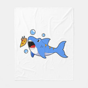 Shark with Pizza as Bait Fleece Blanket