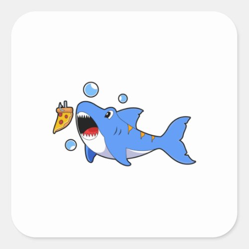 Shark with Pizza as Bait Square Sticker