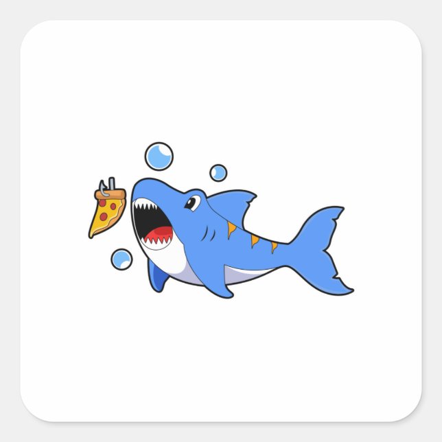 Shark with Pizza as Bait Square Sticker (Front)