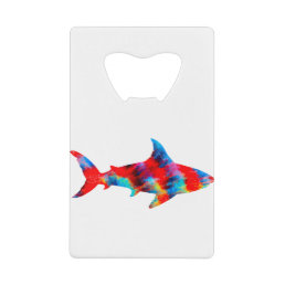 Shark With Red Blue Tie Dye Credit Card Bottle Opener