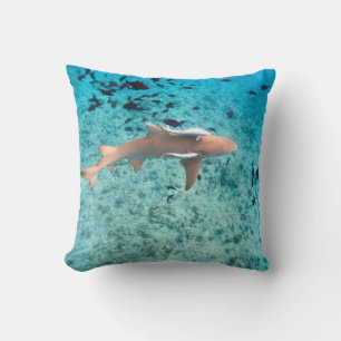 Shark with shark-babies throw pillow