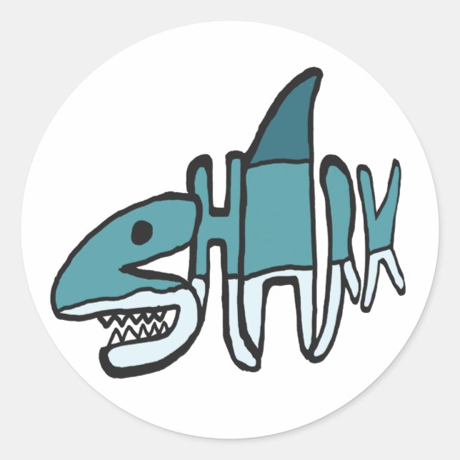 Shark Word Classic Round Sticker (Front)