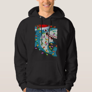 Shark Xmas Lights Reindeer Santa Shark Christmas Hoodie
