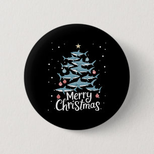 Shark Xmas Tree Sharks Christmas Tree Merry Dogmas Button