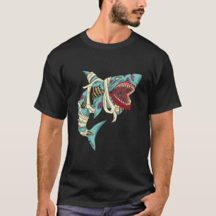 Shark Zombie Halloween Skeleton Skull Rib Cage T-Shirt