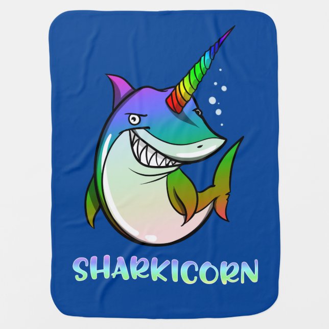 Sharkicorn Shark Unicorn Magical Ocean Creature Baby Blanket (Front)