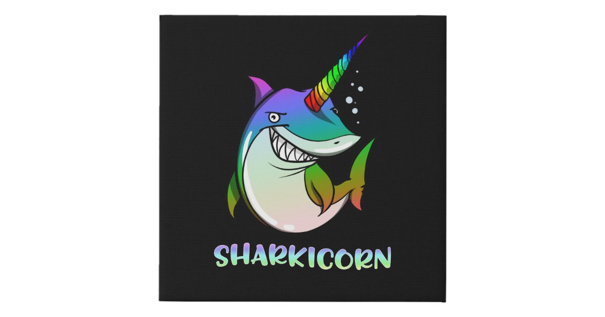 Sharkicorn Shark Unicorn Magical Ocean Creature Faux Canvas Print | Zazzle
