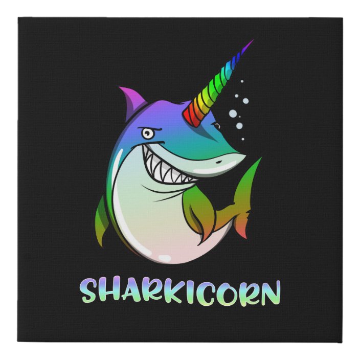 Sharkicorn Shark Unicorn Magical Ocean Creature Faux Canvas Print ...