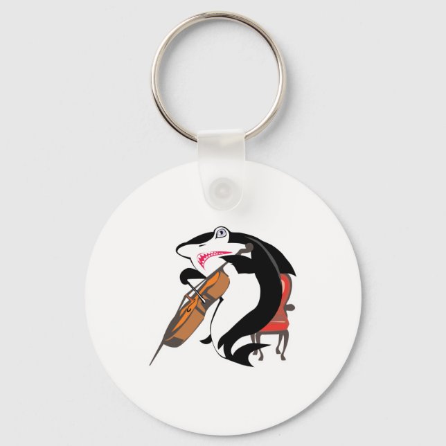 sharking playing cello keychain (Front)
