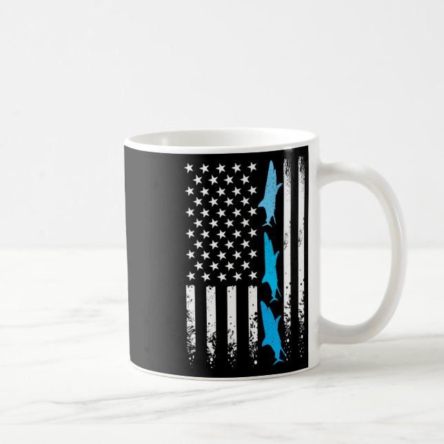 Sharks 4th Of July American Flag Boys Kids Men Ret Coffee Mug (Right)