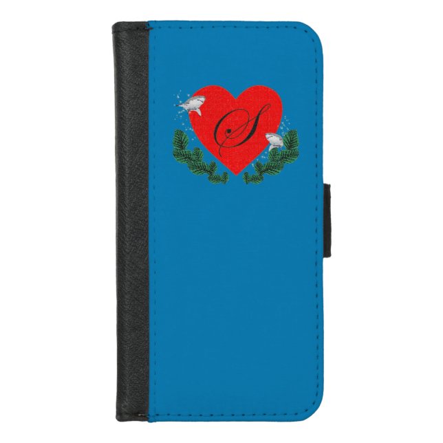 Sharks and a heart iPhone wallet case (Front)