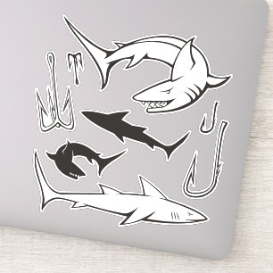 Sharks and Hooks Icon Set Sticker