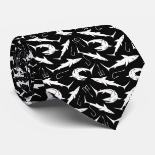 Sharks and Hooks Pattern Neck Tie