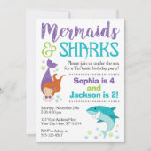 Sharks and Mermaids Birthday Invitation (Front)