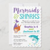 Sharks and Mermaids Birthday Invitation (Front)