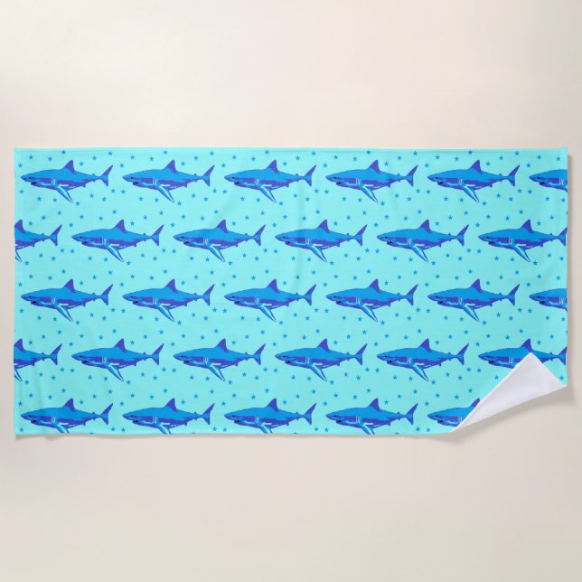 Sharks and stars beach towel (Front)