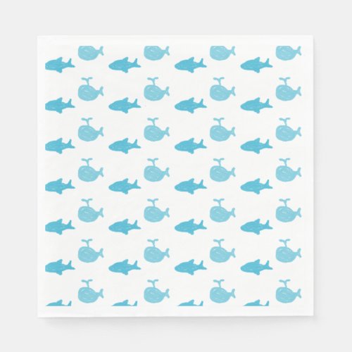Sharks and Whales Blue Boys Baby Shower Napkins