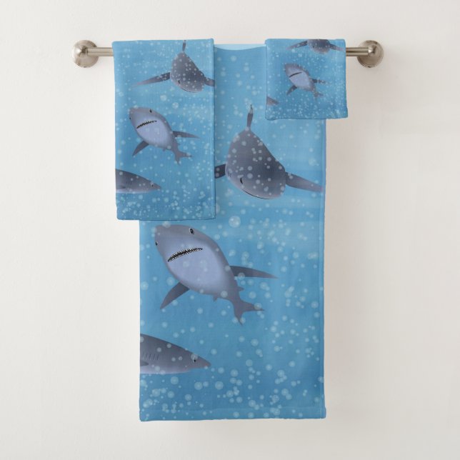 Sharks Bath Towel Set (Insitu)