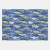 Sharks Beach Ocean Repeat Pattern Wrapping Paper Sheets (Front 3)