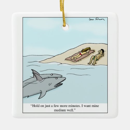 Sharks Beach Tanning Sunbathing Cartoon Ceramic Ornament