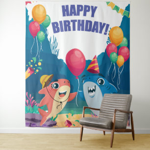 Sharks Birthday Party Backdrop Photo Banner