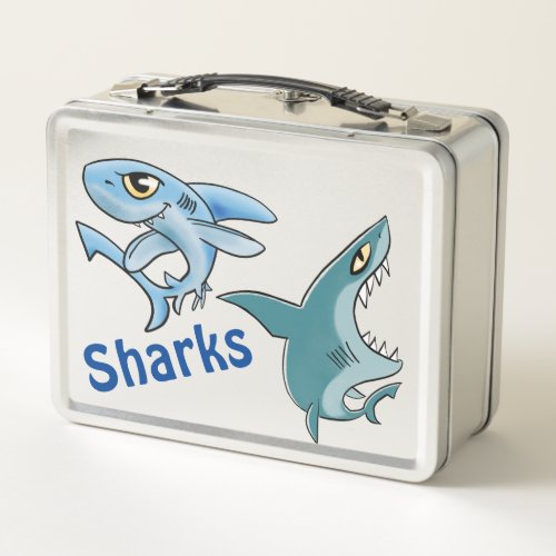 Sharks Blue Metal Lunch Box