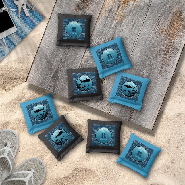 Sharks Blue Sea Cornhole Bags (Creator Uploaded)