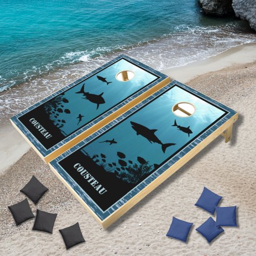 Sharks Blue Sea Cornhole Set