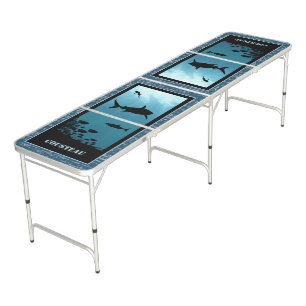 Sharks Blue Sea Cornhole Set Beer Pong Table