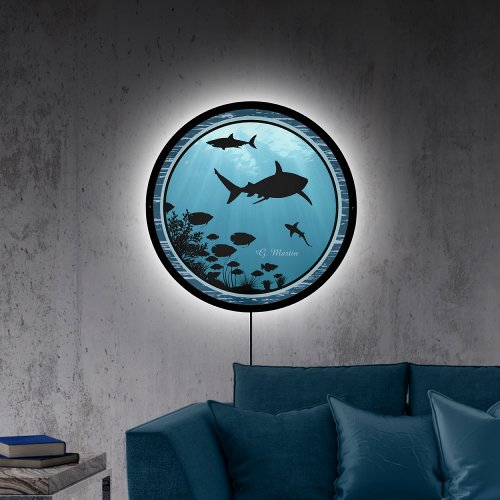 Sharks Blue Sea LED Sign