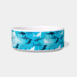 sharks! bowl<br><div class="desc">Ceramic pet bowl with sharks and customizable with your pet's name.</div>