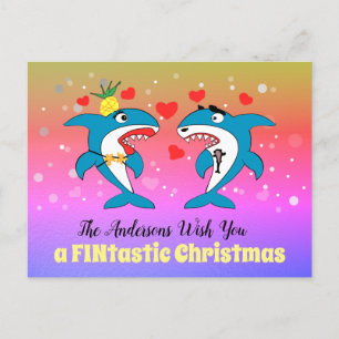 Sharks Christmas Unique Personalized Holiday Postcard