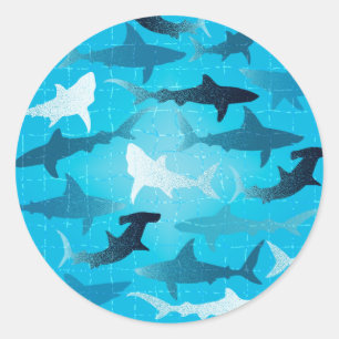 sharks! classic round sticker