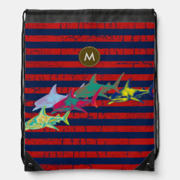 sharks cool personalized/initial drawstring bag