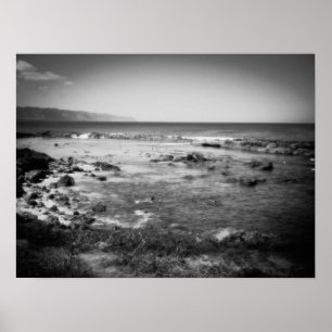 Sharks Cove, Oahu B&W Poster