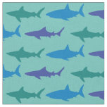 Sharks Cute Silhouette Blue Teal Fabric