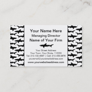 Sharks - Elegant Black and White Shark Pattern Business Card