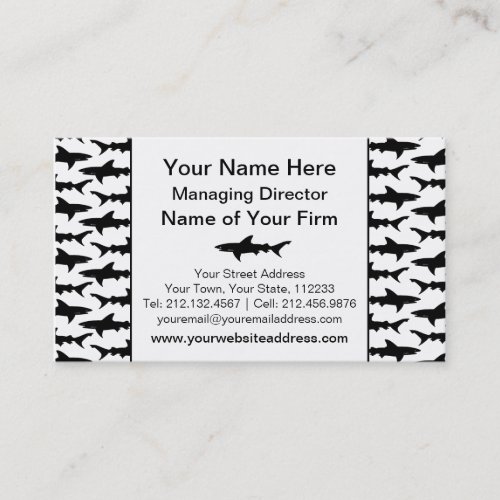 Sharks - Elegant Black and White Shark Pattern Business Card Template