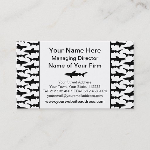 Customizable Sharks - Elegant Black and White Shark Pattern Business Card Template
