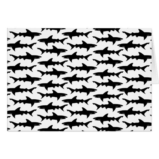 Sharks - Elegant Black and White Shark Pattern Cards (Front Horizontal)