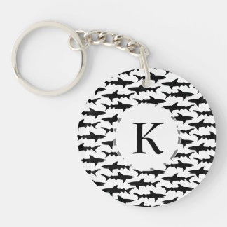 Sharks - Elegant Black and White Shark Pattern Keychain